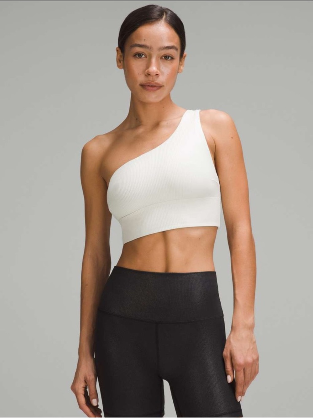 lululemon athletica One-Shoulder White Ribbed Sports Bra